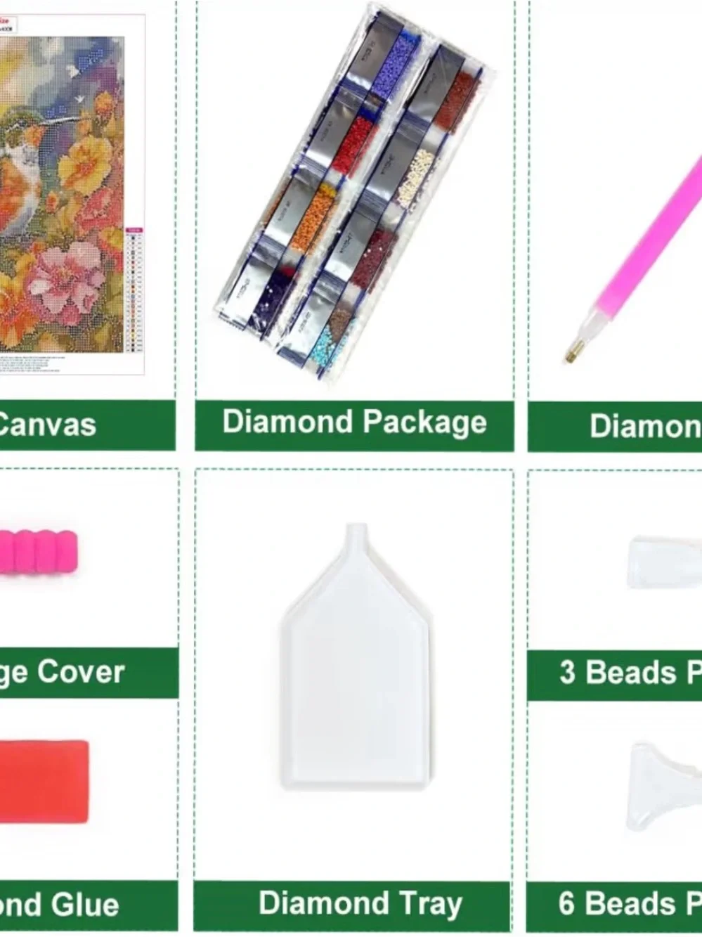 Hummingbird Diamond Art Kit - Green & Orange